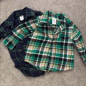 Carter's Green and Blue Button Down Shirts Vibrant Plaid Design
